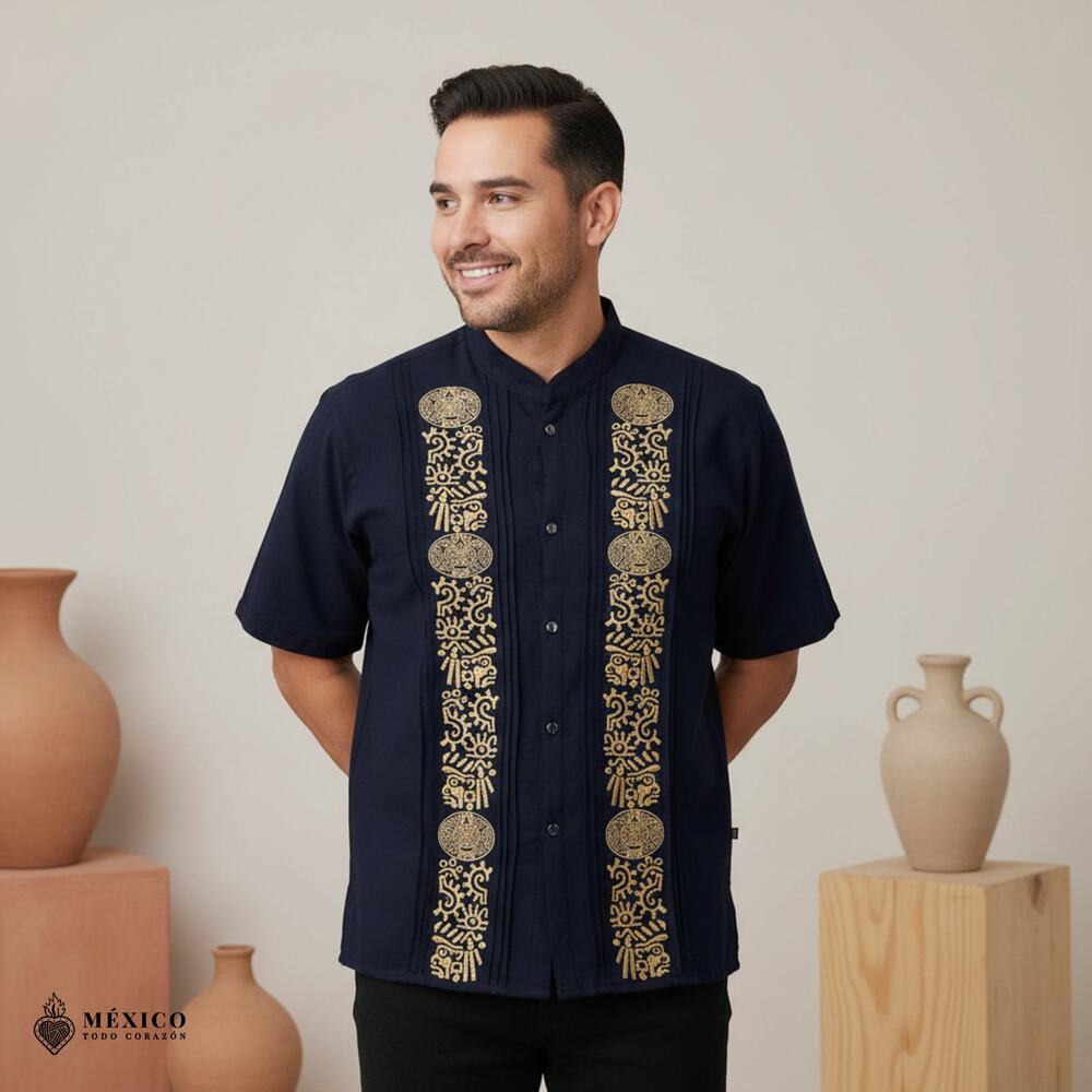 Traditional Mexican Embroidered Short Sleeve Shirt – Artisan Style ( SIZE S )